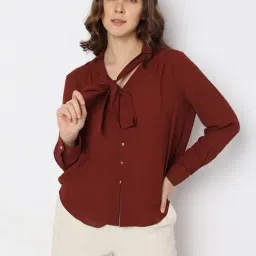 Vero Moda Maroon Regular Fit Shirt-image-25