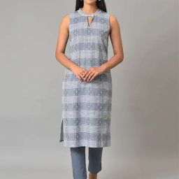 Aurelia Blue Cotton Printed Straight Kurta-image-88