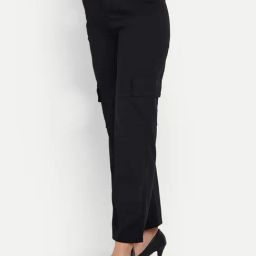 Broadstar Black Relaxed Fit High Rise Cargo Pants-image-67