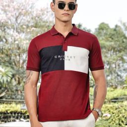 Thomas Scott Maroon Regular Fit Colour Block Polo T-Shirt-picture-18