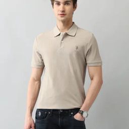 U.S. Polo Assn. Black Label Beige Self Polo T-Shirt-image-6