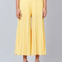 First Resort By Ramola Bachchan Yellow Wide Leg Pleated Palazzo-image-99