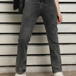 High Star Grey Cotton Bootcut Jeans-image-83