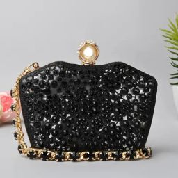 Rocia Black Embellished Small Box Clutch-image-26