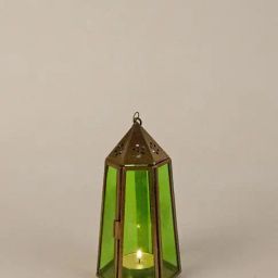 Fabindia Antique Brass Devesh Glass Cutwork Table Lantern-image-4
