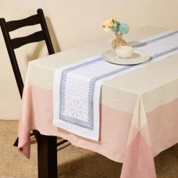 Fabindia Sangam White Cotton Appliqued Table Runner (Large)-image-67