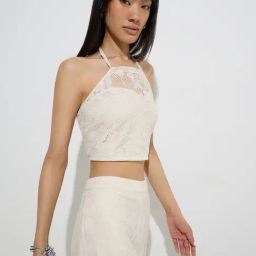 Nuon by Westside Off-White Crochet-Detailed Cotton-Blend Top-image-90