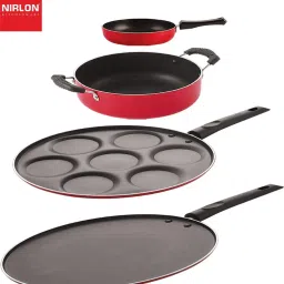 Nirlon Red Aluminium Non- Stick Cookware - Set of 4 image 1