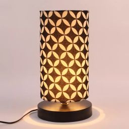Tucasa TC-15 27.94 cm (11 Inch) Geometric Black & White Print Table Lamp with Metal Base-19