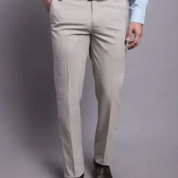 Cantabil Fawn Regular Fit Checks Trousers-image-91