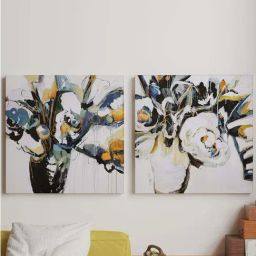 Art Street Multicolor Engineered Wood Canvas Painting Blooms Original For Wall Art - Set of 2-14