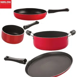 Nirlon Red Aluminium Non- Stick Cookware - Set of 4 image 1