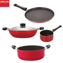 Nirlon Red Aluminium Non- Stick Cookware - Set of 4 image 1