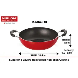 Nirlon Red Aluminium Non- Stick Cookware - Set of 4 image 3