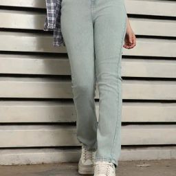 High Star Blue Cotton Bootcut Jeans-image-5