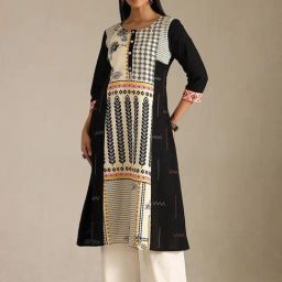 Soch Black Linen Printed Kurta-image-60