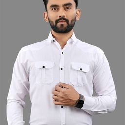 IKON FASHION Men Original Fit Spread Collar Solid Cotton Casual Shirt-image-86