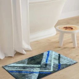 Bianca Spa Grey/Blue Micro-Polly Geometric Bathmat-image-96