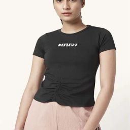 Ajile by Pantaloons Black Cotton Graphic Print T-Shirt-image-97
