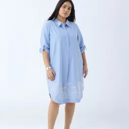 Gia by Westside Blue Striped Cotton Tunic Dress-picture-44