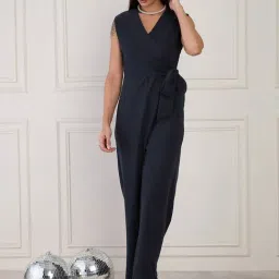 Magre Blue Ragular fit Solid Jumpsuit-picture-6
