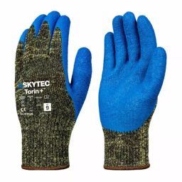 Skytec Torin+ Blue Yellow Nylon Mechanical Protection Latex Gloves Work Gloves Size 10 Latex Coating, SKG00055DJ-image-29