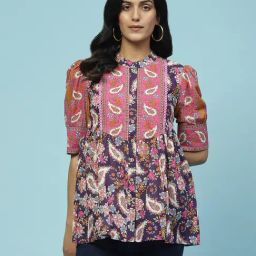 aarke Ritu Kumar Purple Floral Print Top-image-53