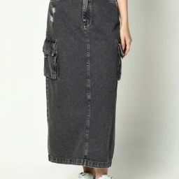 Showoff Grey Regular Fit Skirts-image-0