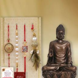 eCraftIndia Assorted Multicolor Rakhi with Buddha Idol-image-98