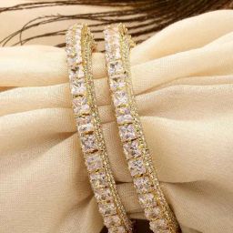 Karatcart Gold Plated Square American Diamond Studded Bangles for Women Set of 2-38