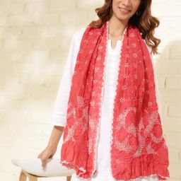Red Viscose Tie & Dye Stole-image-25