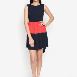 Oxolloxo Navy Regular Fit High-Low Dress-image-20