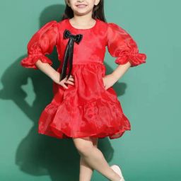 Tales & Stories Kids Red Applique Dress-image-16