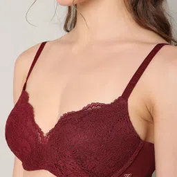 Vero Moda Intimates Maroon Lace Medium Coverage Push-Up Bra image 5