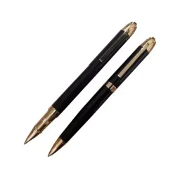 PREMEC Roller Ball Pen Brass Glossy Black with Gold Plated Trim, PRBSET-2600-12