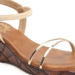 Denill Textured Open Toe Backstrap Wedges image 3