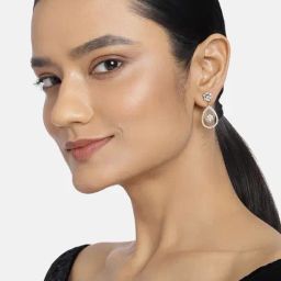 Estele Gold-Plated CZ Dazzling Nakshatra Drop Earrings for Women-1