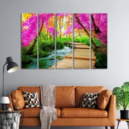 999Store Printed Pink MDF 5 Panels Wall Art-image-42