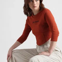 Only Rust Cotton Graphic Print Crop Top-image-24