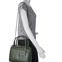 Hidesign Ecom Green Textured Medium Handbag-image-34
