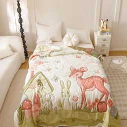 JC HOME Green & Red Printed Cotton AC Room 500 GSM Double Bed Quilt-picture-15