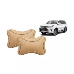 Auto Pearl Beige Dots CV Car Neck Rest Pillow Compatible for Lexus LX-2