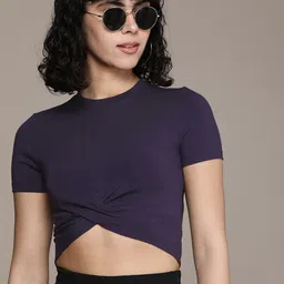 French Connection Solid Cropped T-shirt-image-31