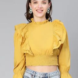 Oxolloxo Mustard Regular Fit Crop Top-image-21