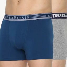 Van Heusen Regular Fit Body Defining Fit Trendy Elastic Design Trunks - Pack of 2 - Blue Opal, Grey-picture-44