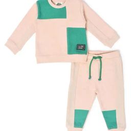 MiArcus Kids Pink & Green Cotton Color Block Full Sleeves Sweatshirt Set-16