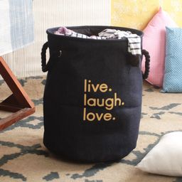 Cortina Unisex Black Printed Foldable Laundry Bag-23