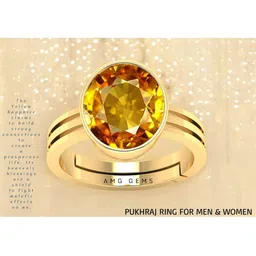 GenZcomplex Unisex 9.25 Ratti Gold-Plated Sapphire Gemstone Studded Finger Ring-image-47