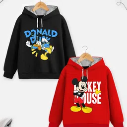 Disney By Miss and Chief Boys Pack Of 2 Graphic Printed Cotton Hooded Sweatshirt-image-83