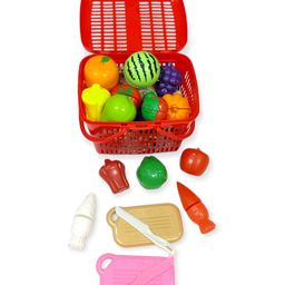 PLUSPOINT Realistic Sliceable Cut Fruits and Vegetable with Basket - Multicolour-13